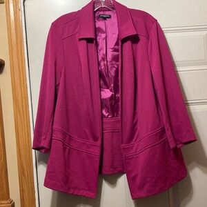 Notations Women’s Bright Fuchsia Open-Front‎ Blazer Jacket 1X